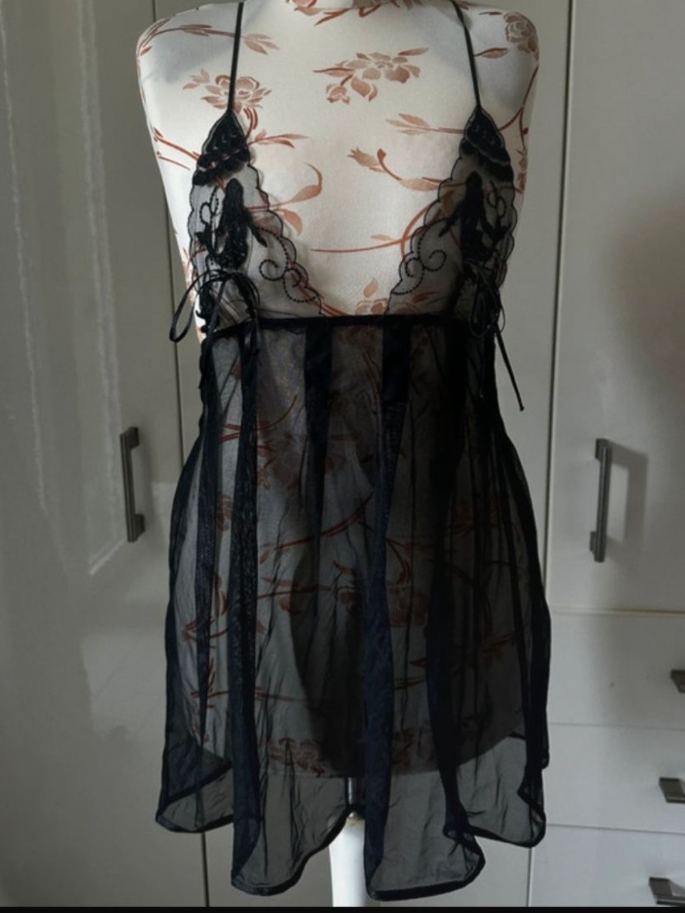 La Perla Sheer Lace Babydoll Nightdress - Black